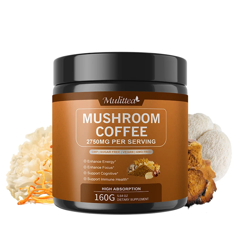 

Органический грибной кофе Mulittea 10 в 1 с грибом львиной гривой для энергии, концентрации и ясности ума