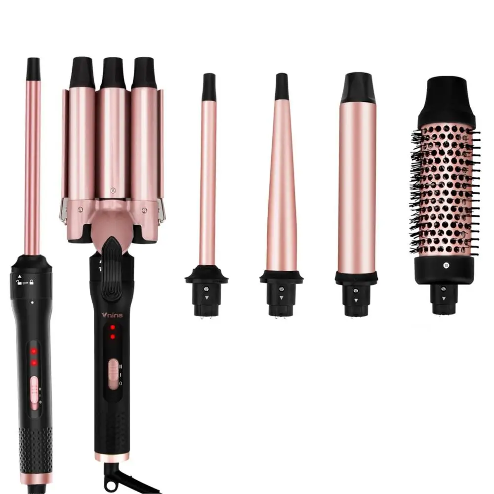 1/2 Inch Curling Iron Wand 5 in 1 Set Fast Heat Up Safe All Hair Types Dual Voltage