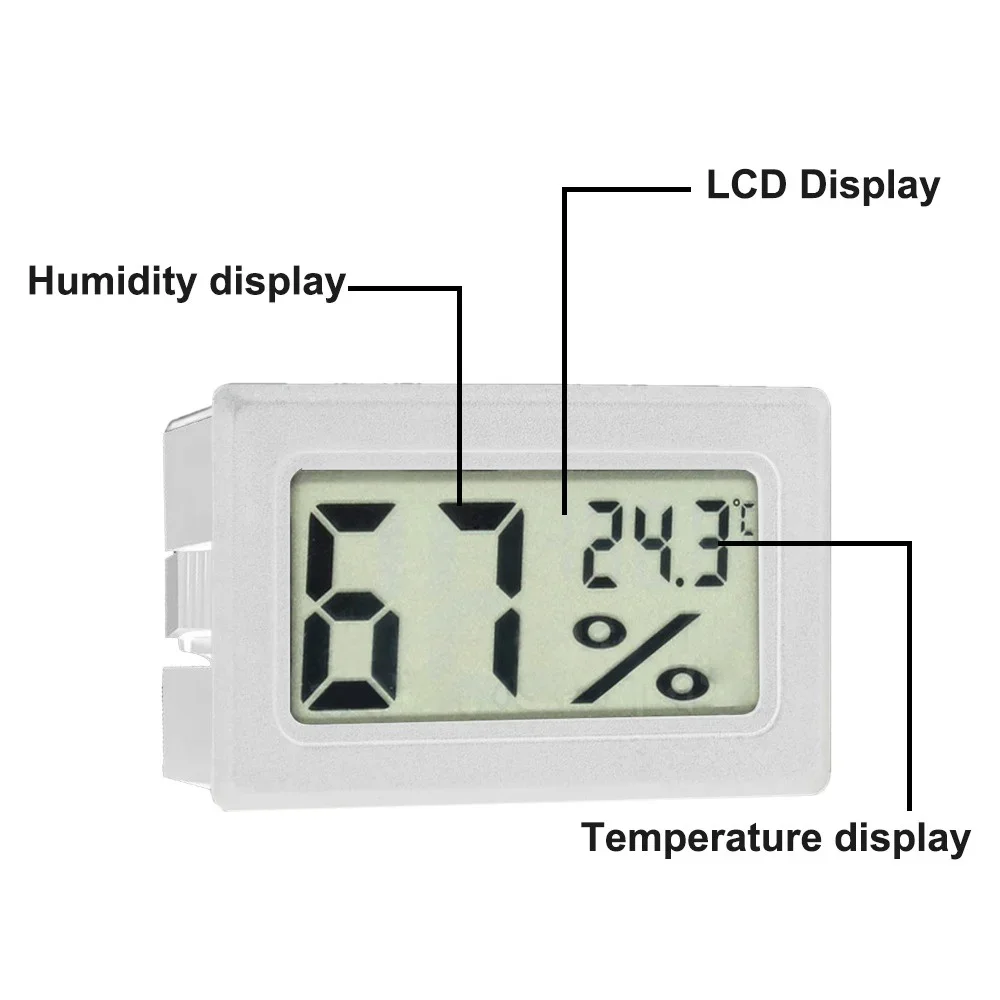 Mini Digital Hygrometer Gauge Indoor Thermometer LCD Monitor Temperature Outdoor Humidity Meter Display (℉) Display (℃) 1PC