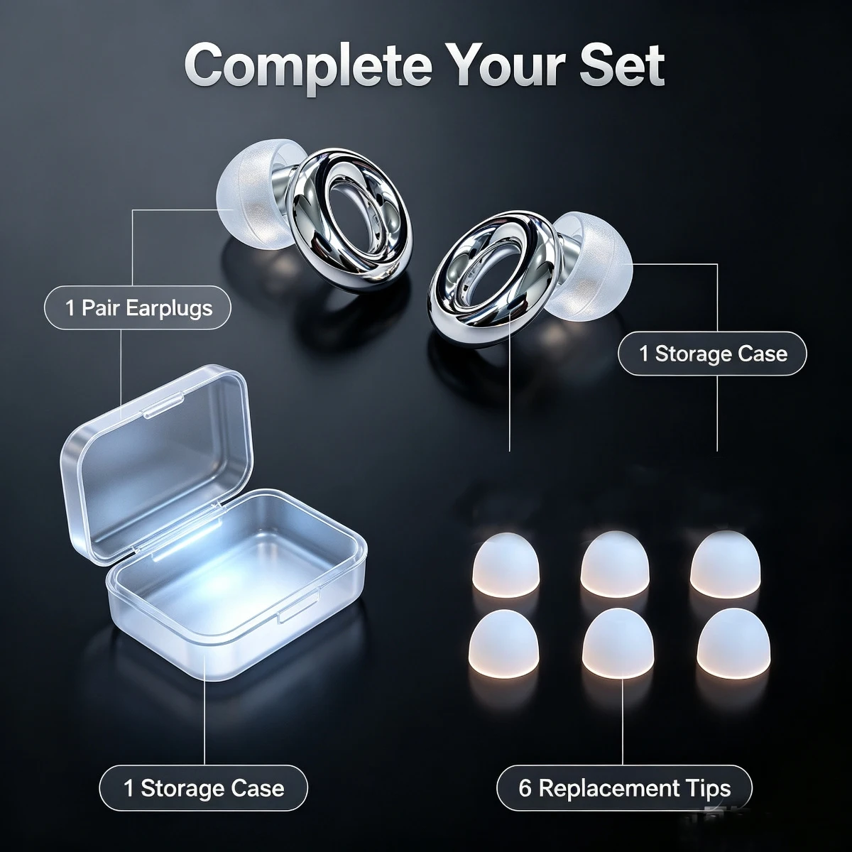 Sleeping Earplugs, Available in Multiple Colors through Electroplating Process, Replacement Ear Caps Suitable for Different Sizes of Ear Caps, Washable and Reusable