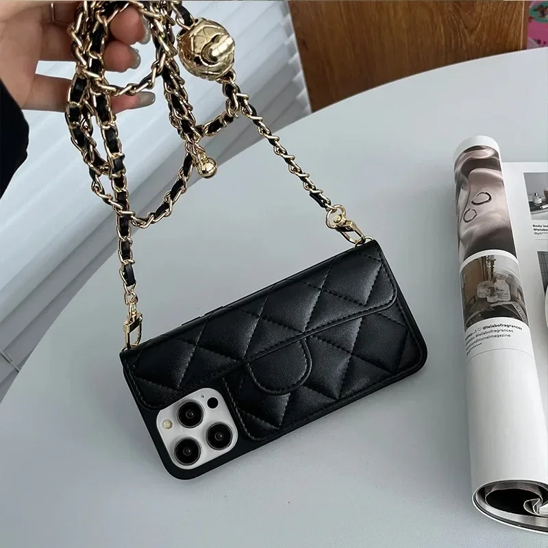 Crossbody قابل للتعديل الحبل قضية الهاتف آيفون 16 15 14 زائد 13 12 11 برو ماكس محفظة فتحة للبطاقات حامل أغطية جلد