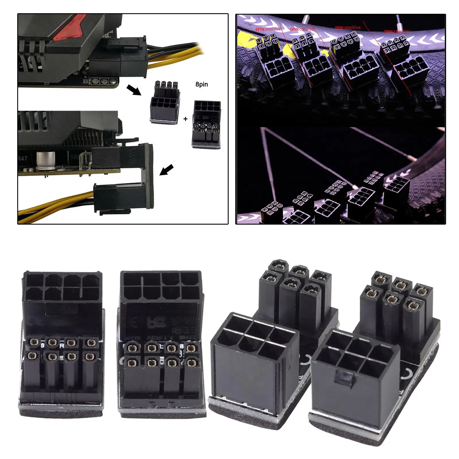 2 Pieces GPU VGA 180 Degree Angle Adapter for Desktops Graphics Card Black