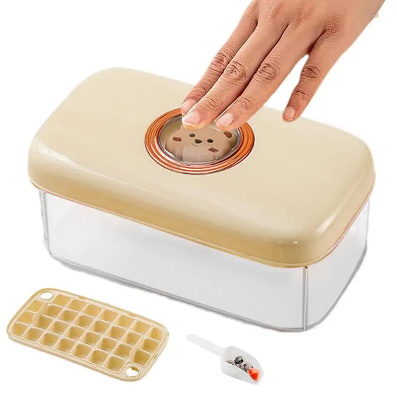 뚜껑이 있는 냉동고 아이스 큐브 트레이, 얼음 메이커 몰드, 얼음 칠링용, 쉽게 풀리는 누출 방지, 탈착식 뚜껑 