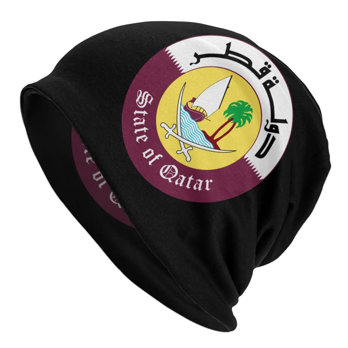 Qatar Emblem Beanies Caps Men Women Unisex Streetwear Winter Warm Knitted Hat Adult Qatari Flag Bonnet Hats