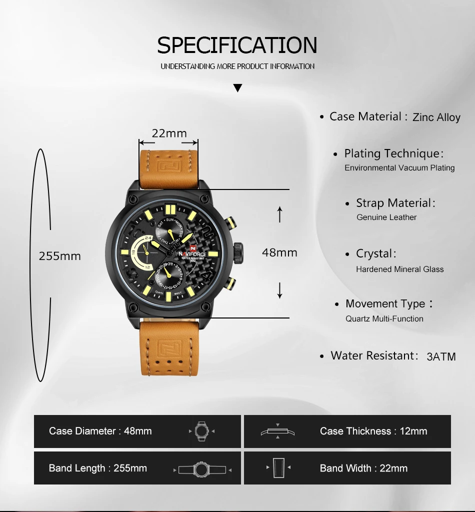 NAVIFORCE Watches Men Luxury Brand Quartz Watch Fashion Chronograph Watch Reloj Hombre Sport Clock Male Hour Relogio Masculino