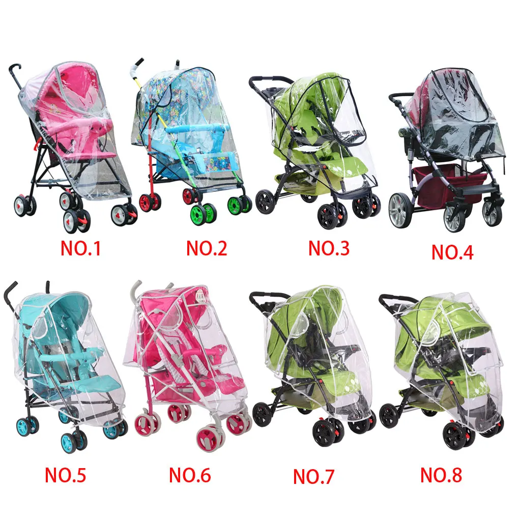 Universal Zipper Waterproof Baby Buggy Rain Snow Cover Wind Dust Shield Stroller Sunshade Transparent Pram Canopy