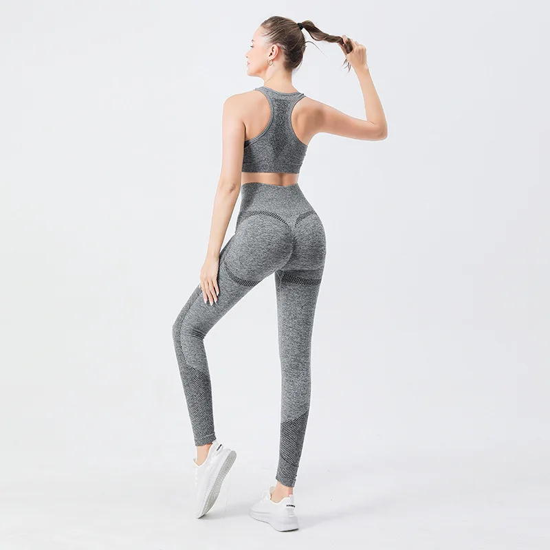 High Elastic Seamless Women Yoga Set Slim Fit High Waist Leggings Shorts Shockproof Push Up Bra Quick Dry Outdoor Sportswear
