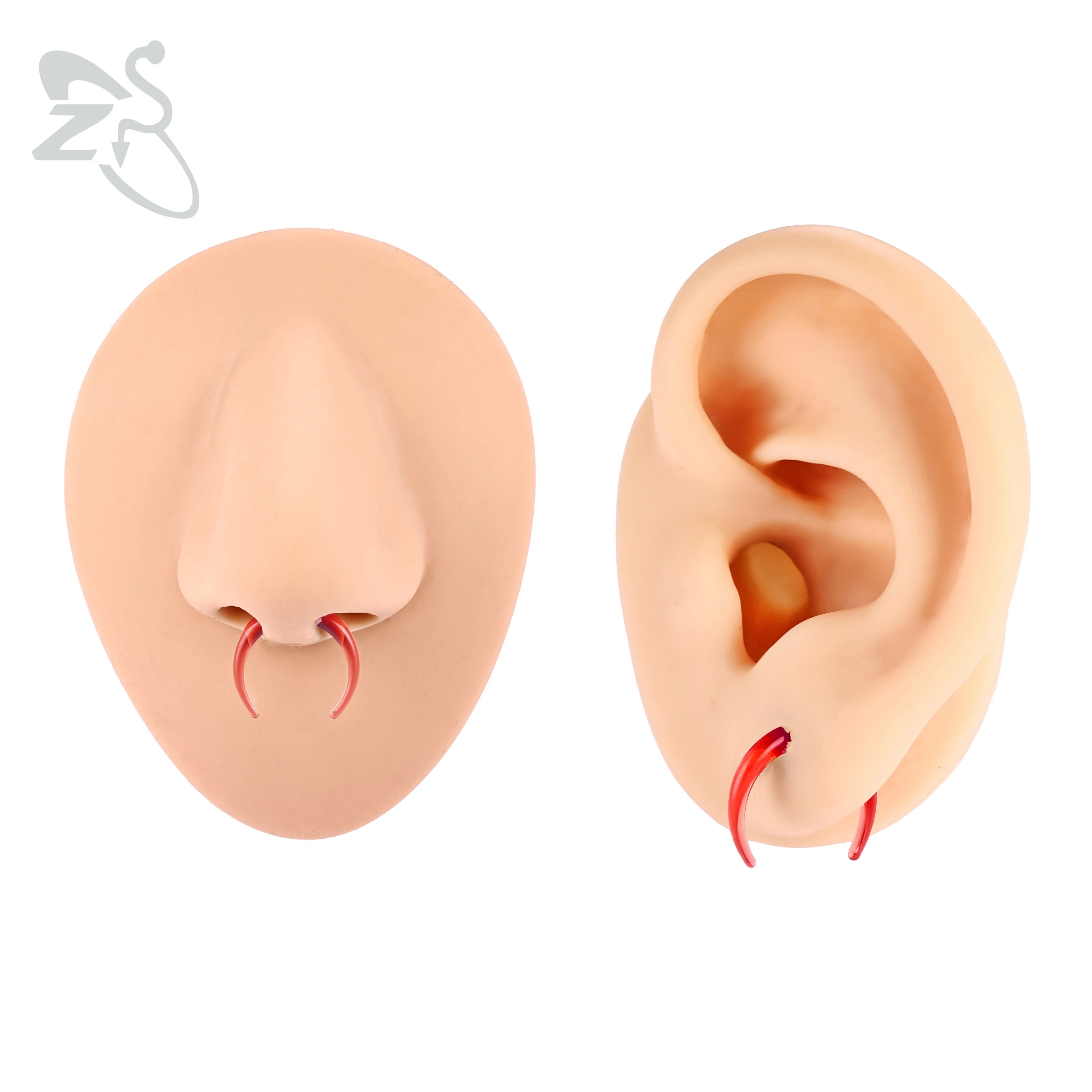 Colorful Glass Ear Plug and Tunnel Horn Shape Nose Piercing