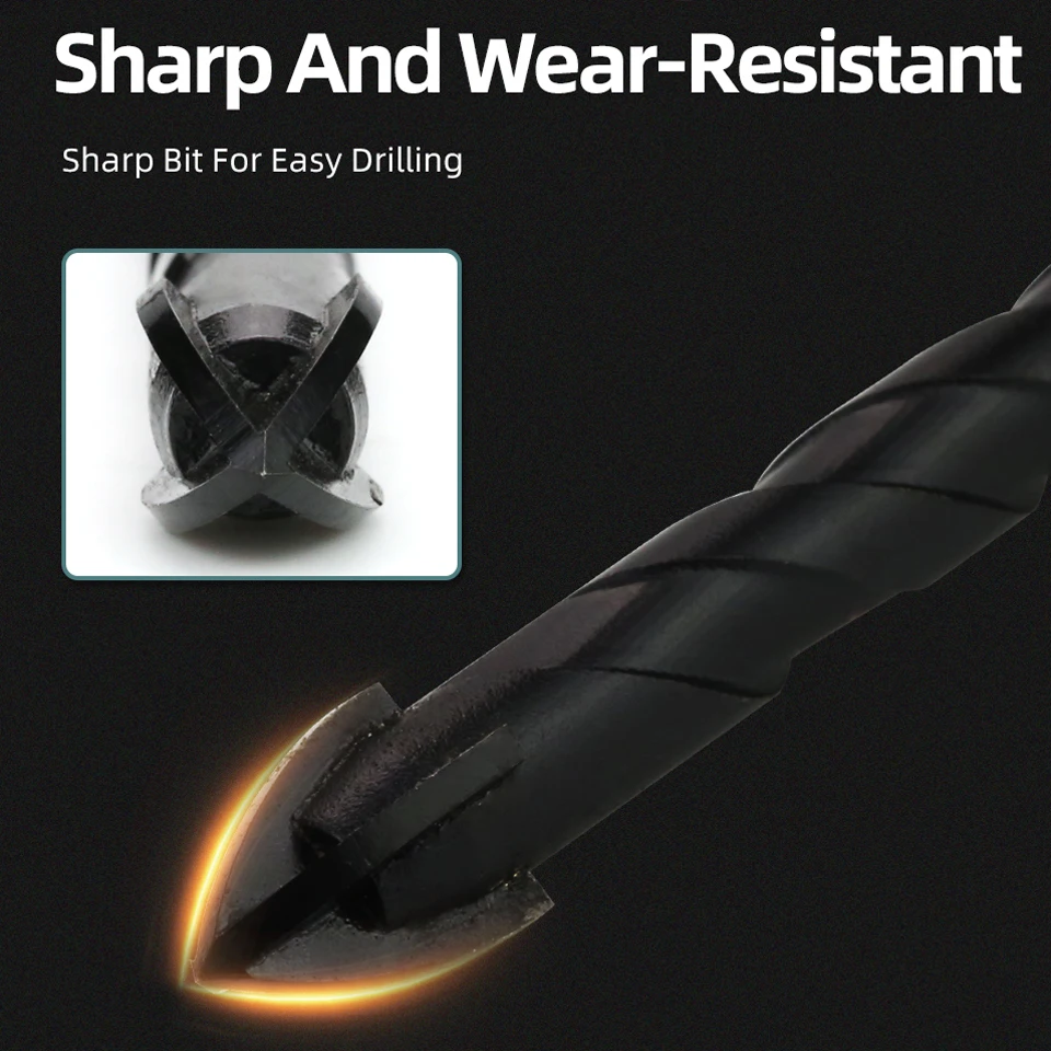 Juego de brocas hexagonales cruzadas para hormigón, porcelana, azulejo, vidrio, Metal, Kit de brocas multifunción profesionales, herramientas,