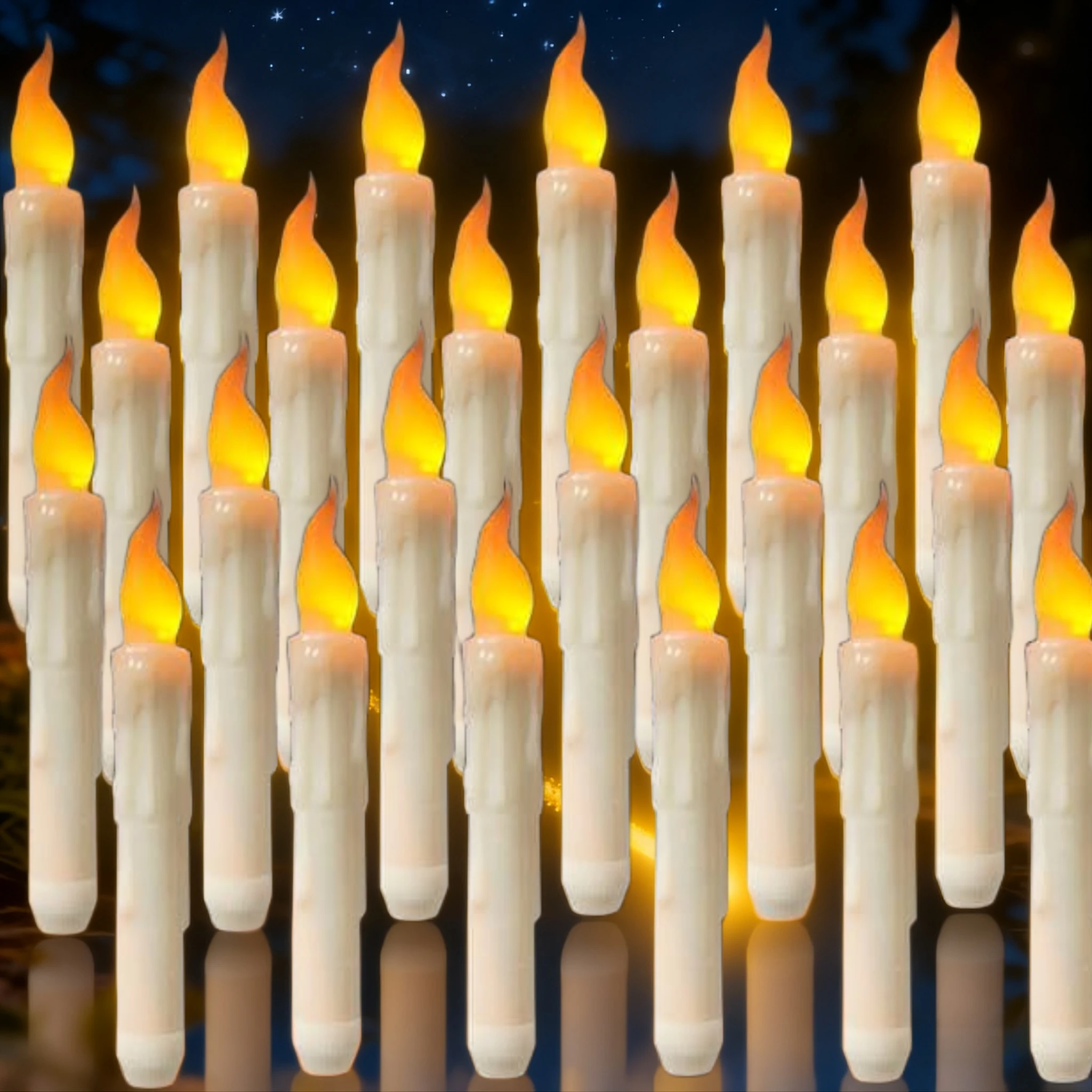 16.5cm LED Taper Candle Lights Flameless Battery Operated Window Candles for Christmas Wedding Churches Birthday Party Decor