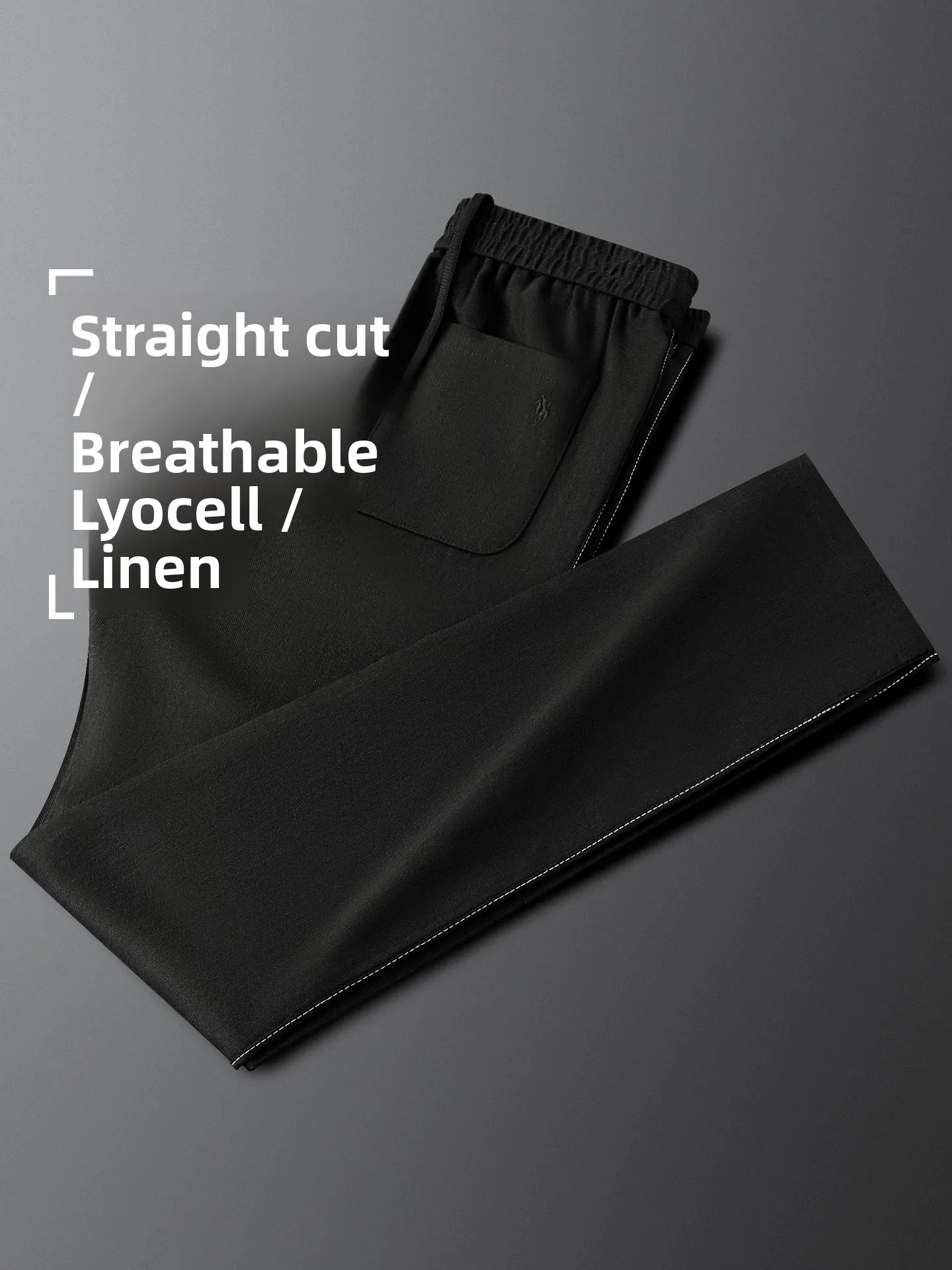 Summer New Style Men's Casual Pants Breathable Thin Lenzing Linen Loose Waist Straight Leg Elastic Waist Sweatpants