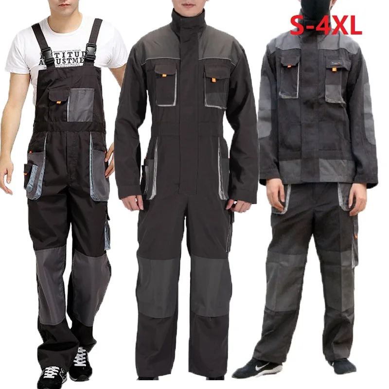 Bib Overalls Men Work Coverall Repairman Strap Jumpsuit Durable Worker Cargo Trousers Working Uniforms Plus Size Rompers 3xl 4xl