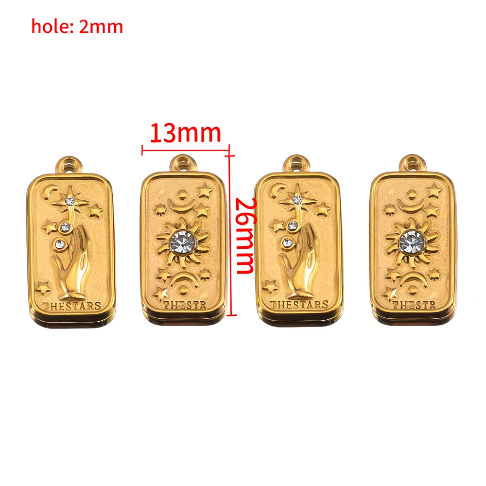 2 Pieces of Stainless Steel Vintage Crystal Sun Moon Star Single Hole Pendant Jewelry Making DIY Bracelet Earrings Accessories view 6