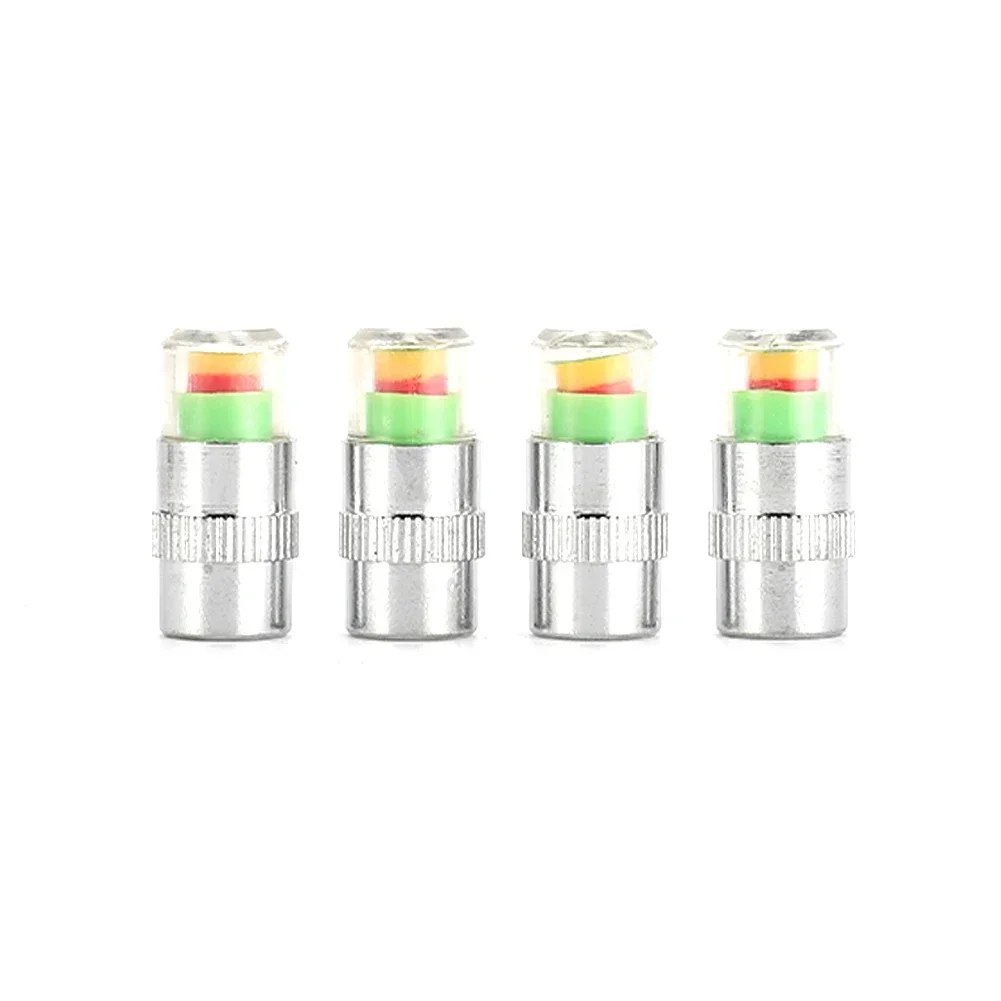 8Pc New Car Tire Pressure Monitor Valve Cap W/Sensor Indicator 3 Color Eye Air -Alert Cap Valve Stem -Caps Sensor Indicator