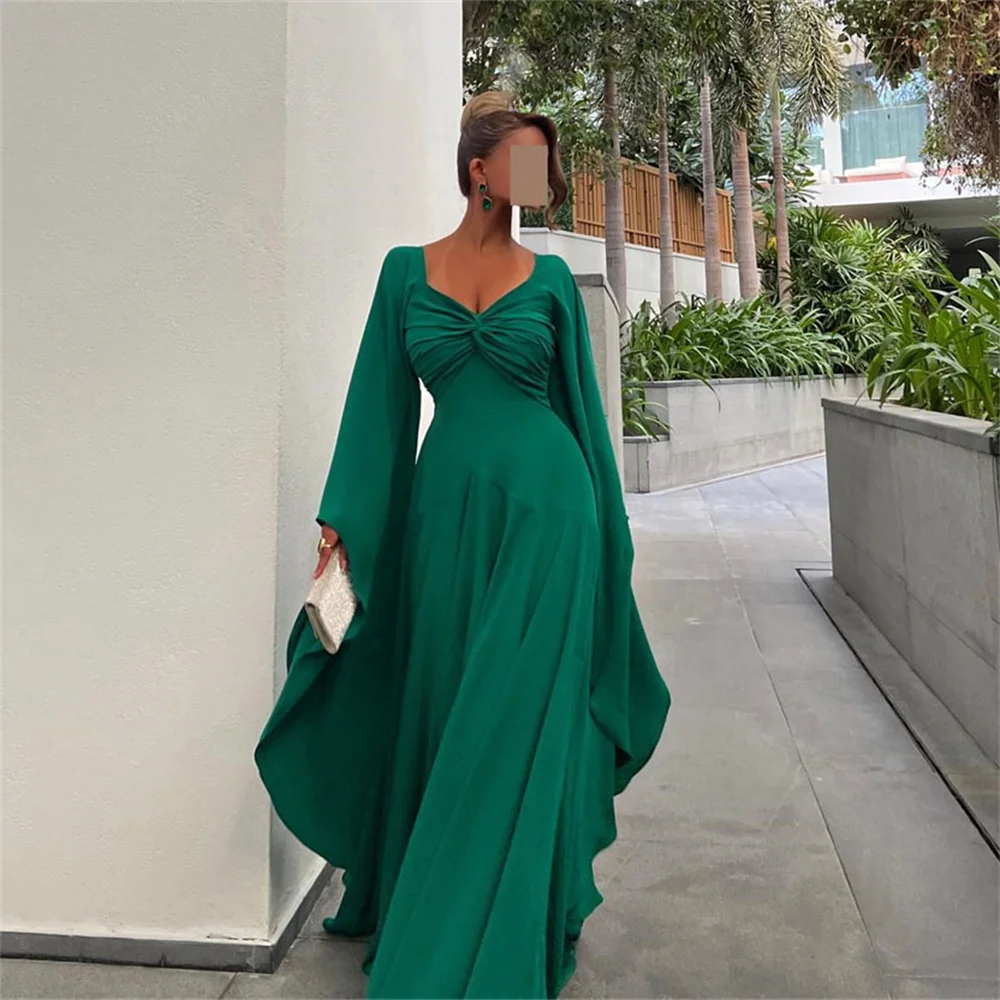 

ROYET Simple Deep V Neck Pleat Classic Mermaid Formal Party Evening Dress Floor Length Sweep Train Elegant Prom Gown CUstomized