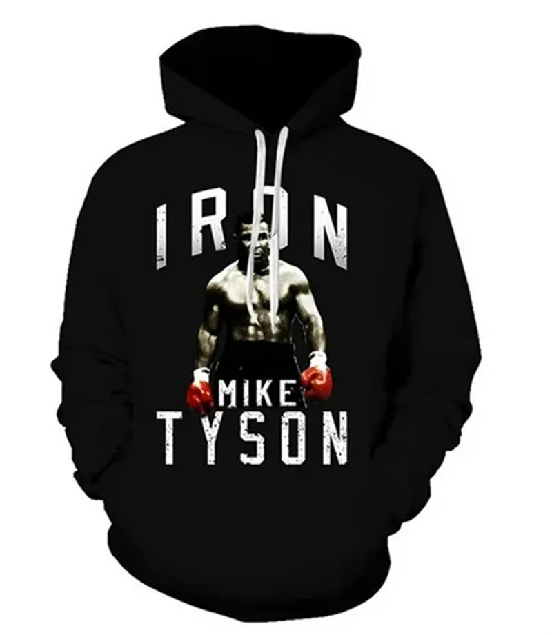 Boxing Champion Mike Tyson 3D Printed Men\'s Hoodie New Oversized Harajuku Street Fashion Pullover Casual Long Sleeved