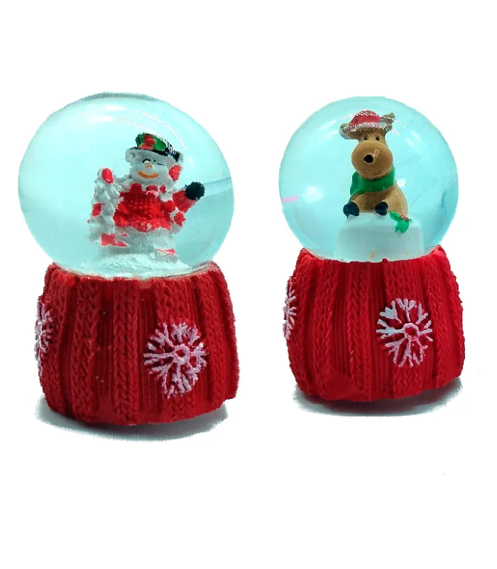 Tradineur-decorative snowballs with light-made of plastic-decoration for Christmas season-Ø 5x7,5 cm - Mod