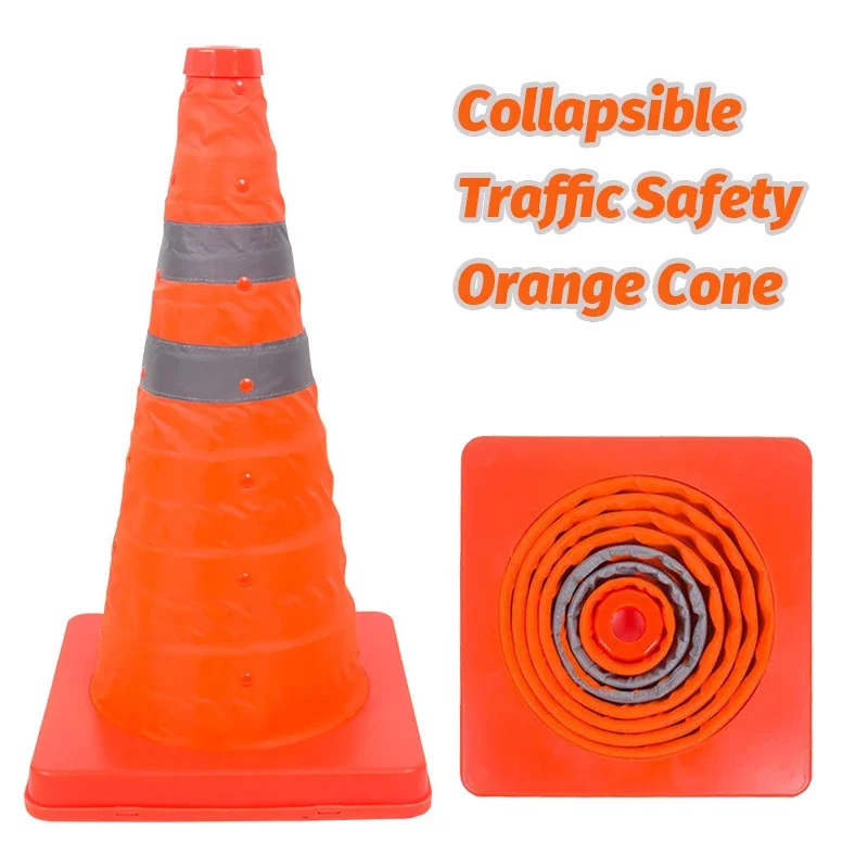 18/28inch Collapsible Reflective Traffic Safety Orange Cones Car Multipurpose Warning Cone for Accident Parking Driving Practice