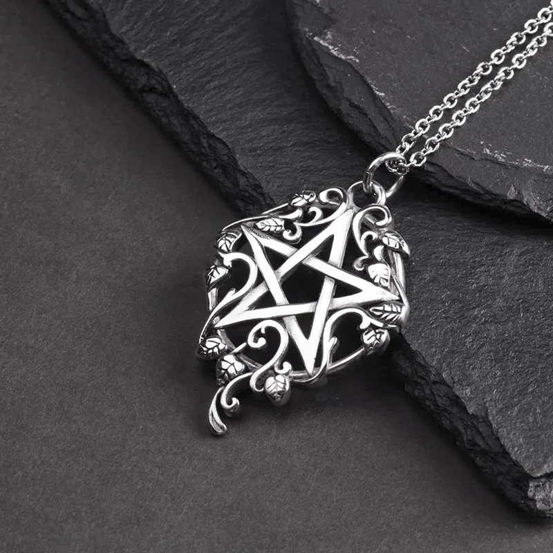 Valily Pentagram Necklace for Women  Stainless Steel Star Pendant Gothic Biker Accessories Animel Jewelry for Men Collane