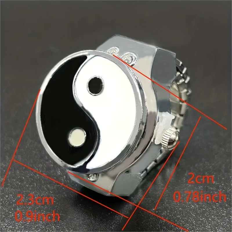 1PC Tai Chi Bagua Watch Vintage Style Bagua New Finger Watch Flip Cover Can Watch Time and Travel Time Accurate Simple Watch Rin