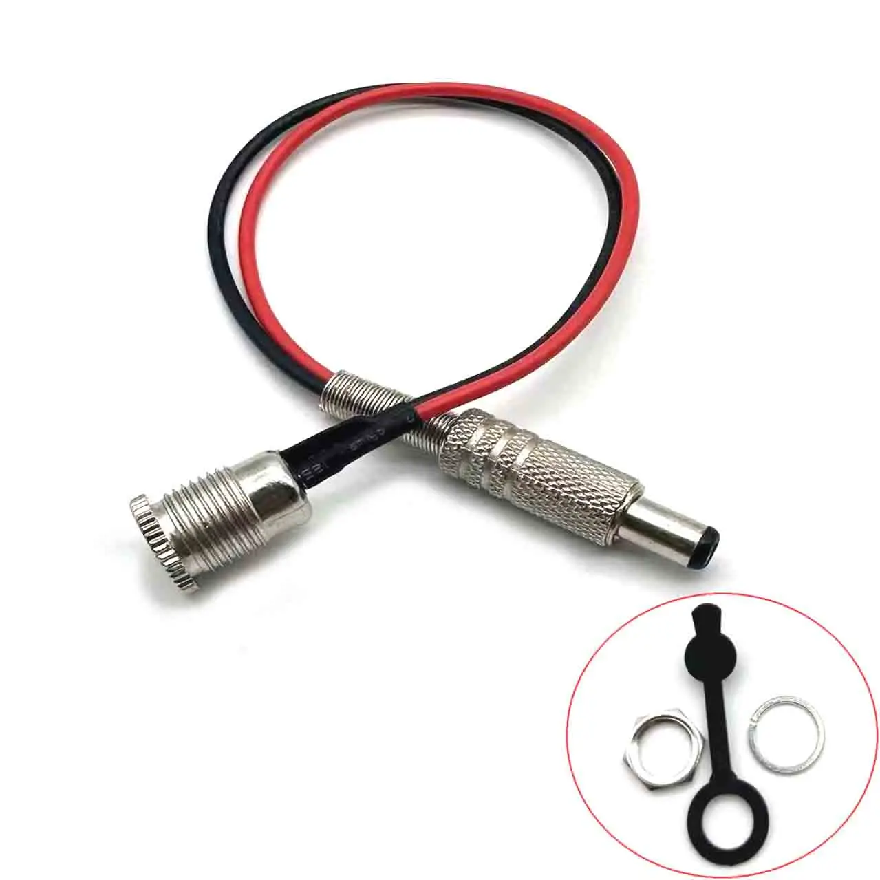 DC099 5.5 x 2.1mm 5.5 x 2.5mm DC Power Socket Threaded Male Female Connector Adapter With 20AWG Cable Wires DC-099  20CM