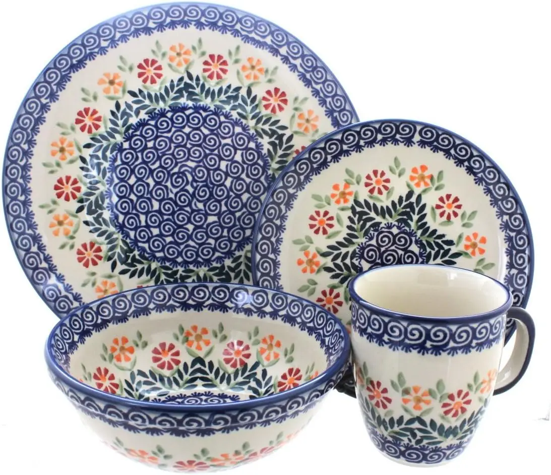 

Polish Pottery Garden Bouquet 16 Piece Dinner Set