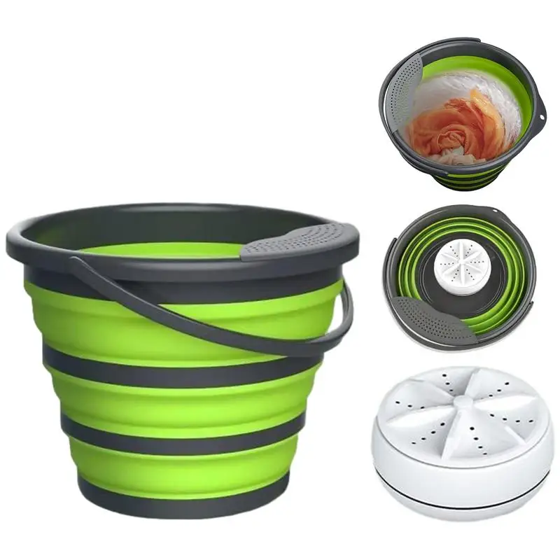 

Foldable Bucket Washer Washing Machine Portable Personal Clothes Washer Ultrasonic Turbine Washer For Socks Underwear