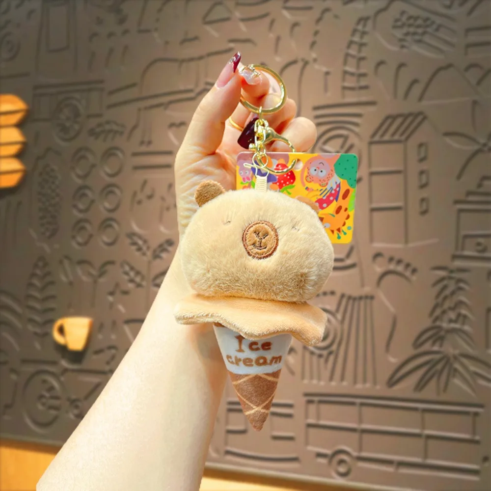 Adorkable Capybara Ice Cream Cone พวงกุญแจหมีแมวตุ๊กตาสัตว์ Key นุ่มจิตกระเป๋าเป้สะพายหลังจี้ของขวัญ