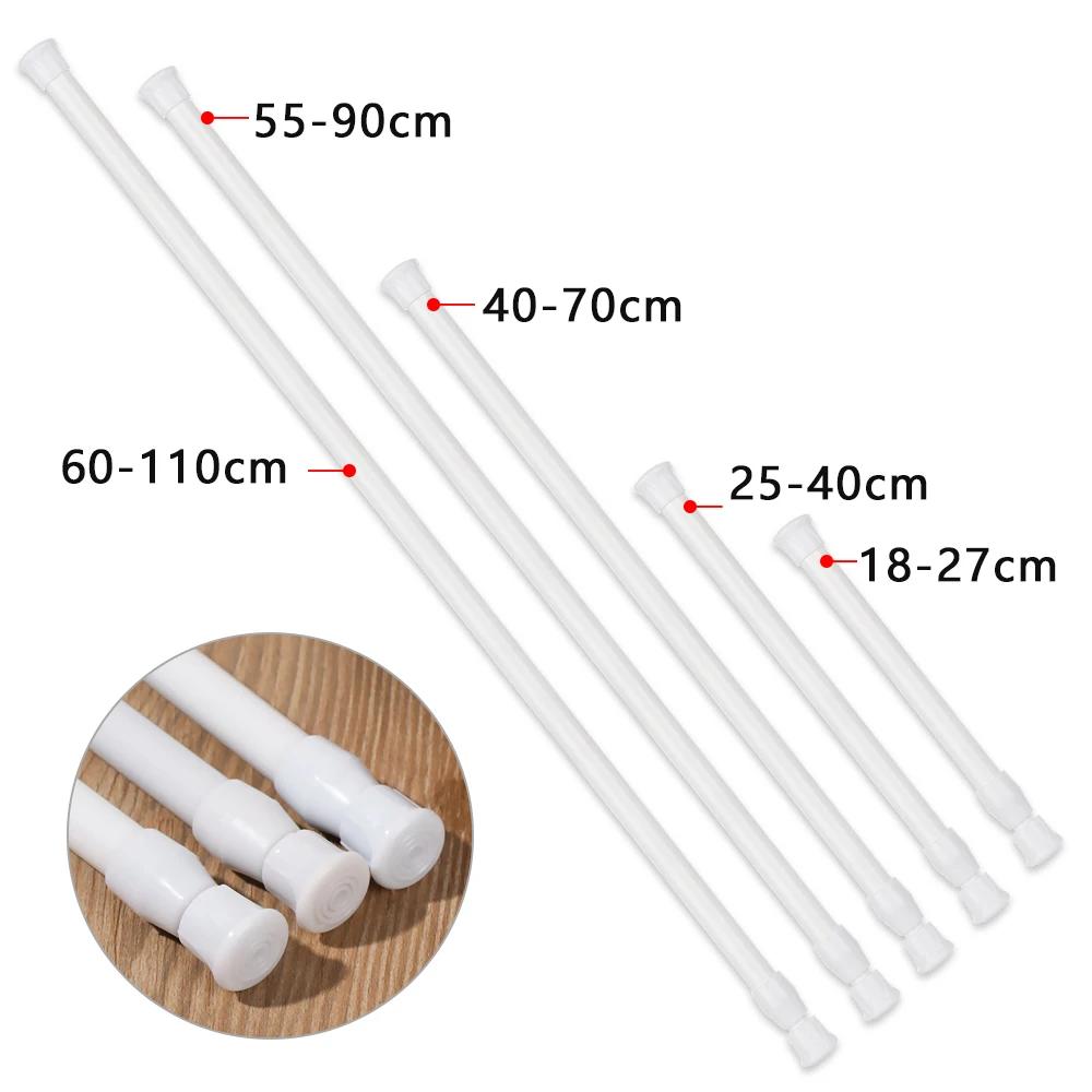 Poste telescópico de cortina ajustable multiusos, varillas extensibles de 18-90cm, colgador de carga de resorte, producto de baño, 1 unidad