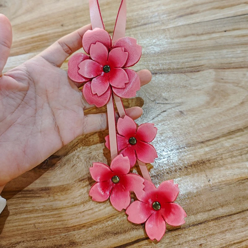 زهرة على شكل حقيبة سحر الملونة جلد البقر زهرة أكياس قلادة الراقية المفاتيح اليد حبل هدية ديكور المنزل حقيبة الملحقات #4