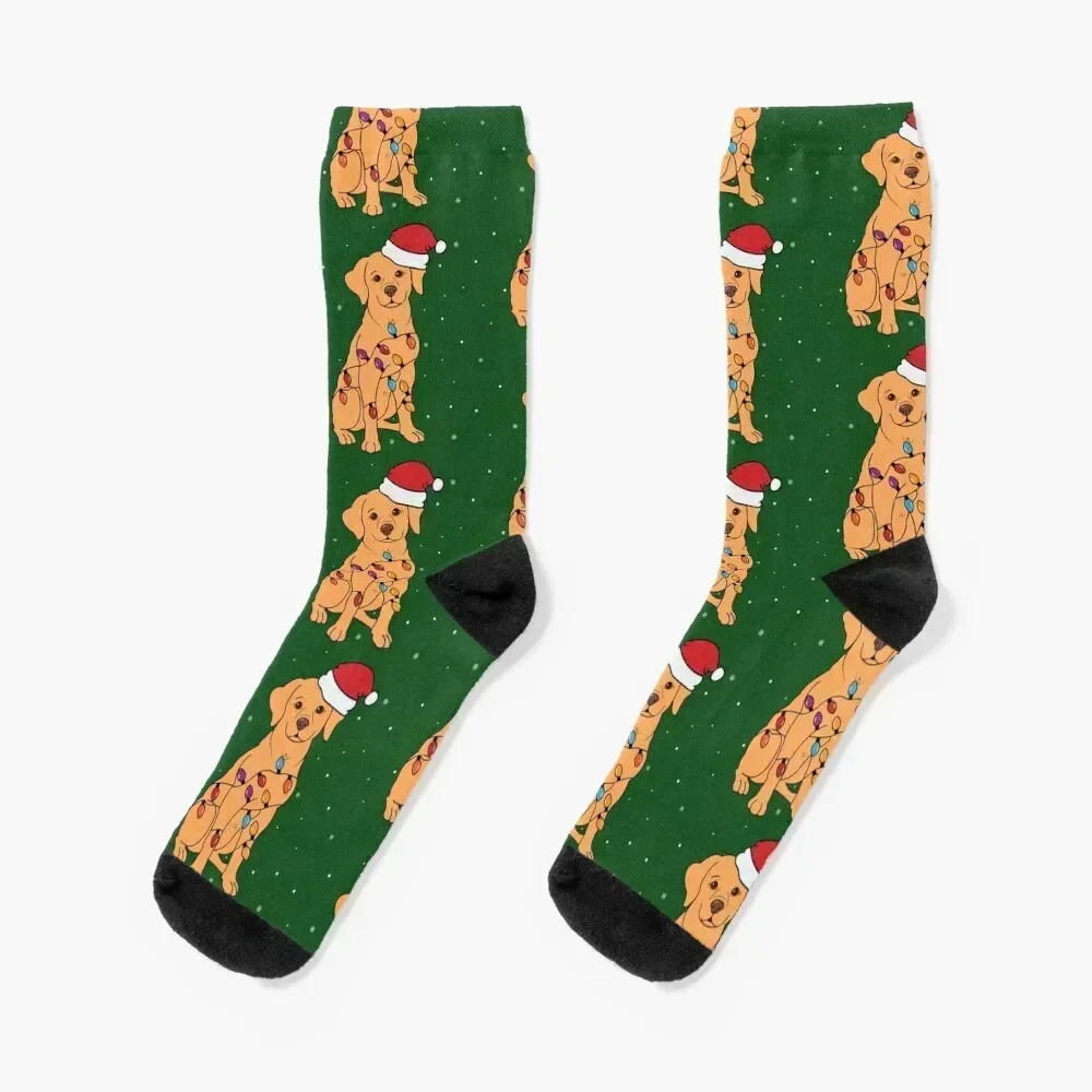 

Golden Retriever Pup Christmas Lights Gift Socks new in's Stockings sheer golf Socks For Girls Men's