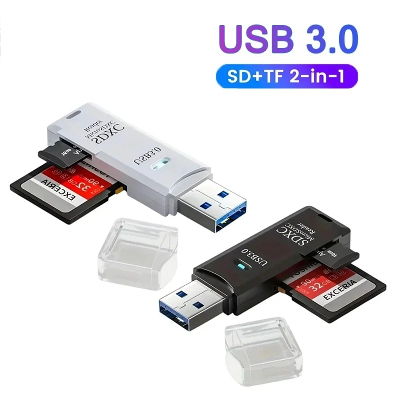 2 In 1 Multi Functional USB 3.0 / 2.0 Card Reader TF SD Memory Card Reader USB Flash Drive Card Reader Adapter For Tablet Laptop