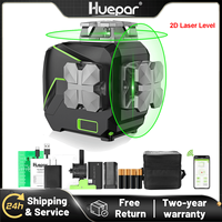 Huepar S02CG 2D Cross Line Laser Level Self-leveling Horizontal & Vertical Green Laser Tool With Bluetooth & Li-ion Battery