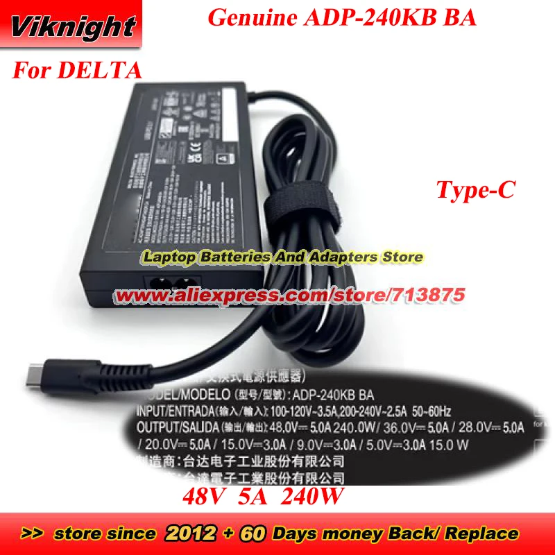 

Genuine DELTA ADP-240KB BA AC Adapter 48V 5A 240W Charger 36V 28V 20V 5A 15V 9V 5V 3A 15W Type-C USB C Adapter For Framework 16