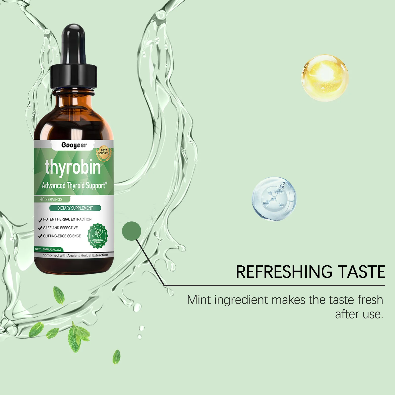 Herbal Thyroid Support Liquid Drops Natural Plant Extract Hormone Balance Metabolism Energy Supplement for Men Women