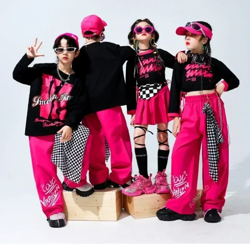 Nuevo Top corto de Hip Hop para niña, pantalones de baile callejero para niño, ropa deportiva para niño, ropa de calle para niño, conjunto de ropa de Jazz, Hip Hop de moda
