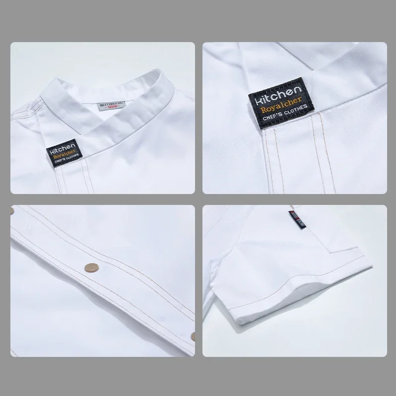 ชุดยูนิฟอร์มเชฟสำหรับทำอาหารชุดเครื่องแบบพนักงานโรงแรมสำหรับทำอาหารเสื้อเชฟแจ็กเก็ตบริกรชาย