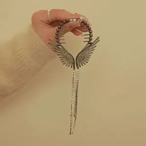 مقاطع شعر أجنحة Haimeikang-Angel للنساء والفتيات ، شرابة حجر الراين ، دبوس شعر زر ذيل حصان ، إكسسوارات الموضة الذهبية ، جديد أفضل 10 ملاك ذهبي فاخر مبيعا - رقم 3
