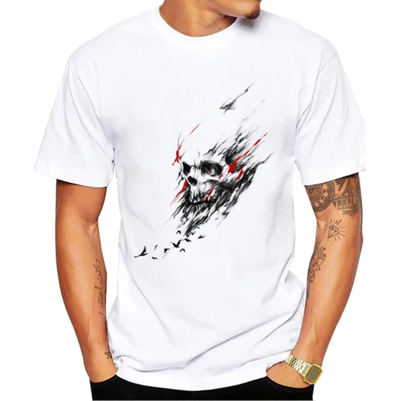 Nieuwe Stijl Vintage Mannen T-Shirt Art Skull Print T-Shirts Korte Mouw T-Shirts Harajuku Tee