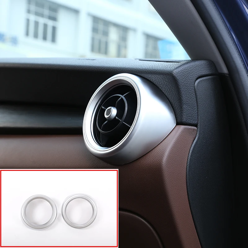 For Alfa Romeo Stelvio 2017-2018 Car Accessories 2 Pcs ABS Matt Silver Front Side Air Conditioning Vent Outlet Cover Trim