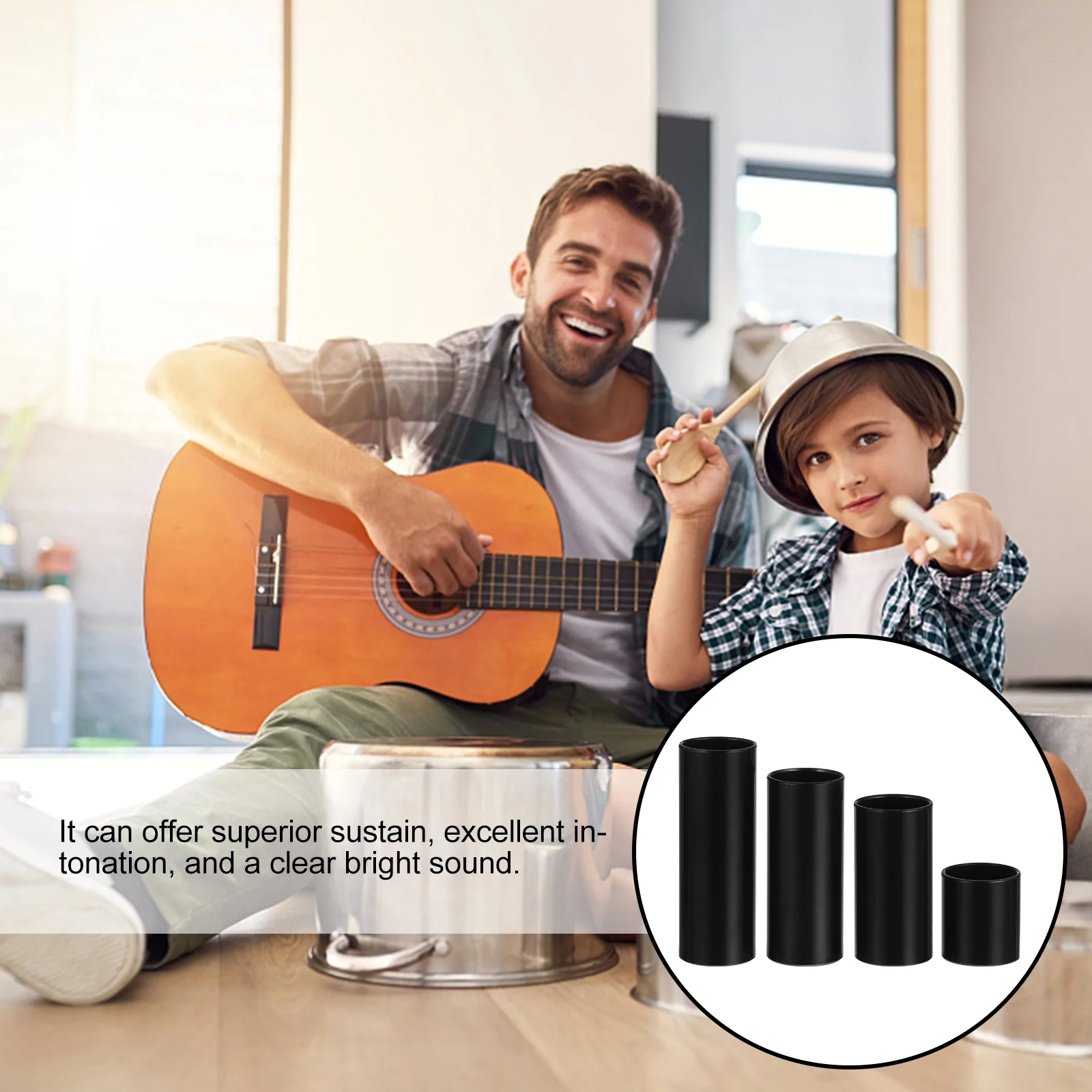 1 set di accessori per diapositive per chitarra portatili, uso liscio e sicuro, non danneggia il dito, eccellente intonazione, suono chiaro e luminoso