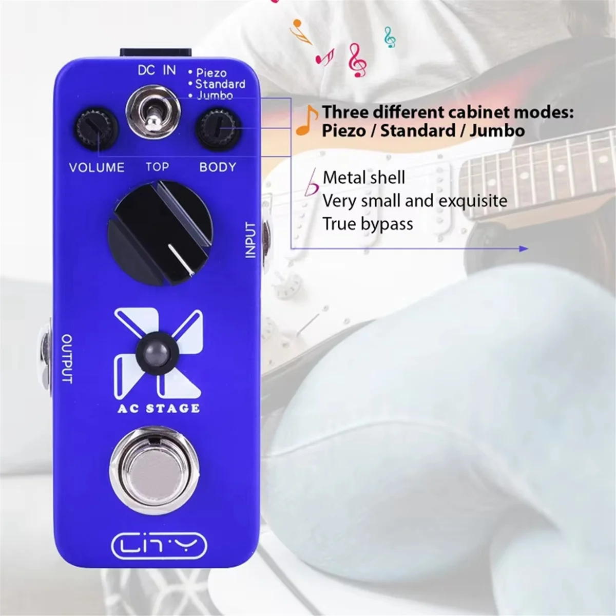 NEW Guitar Effect Pedal Acoustic Simulation AC Stage Electric Guitar Effect Pedal 3 Modes Piezo/Standard/Giant True Bypass