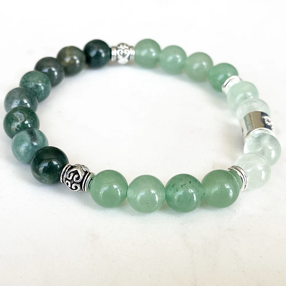 MG1675 Leo Zodiac Bracelet For Women 8 MM A Grade Fluorite Green Aventurine Moss Agate Wrist Mala Natural Gemstone Jewelry