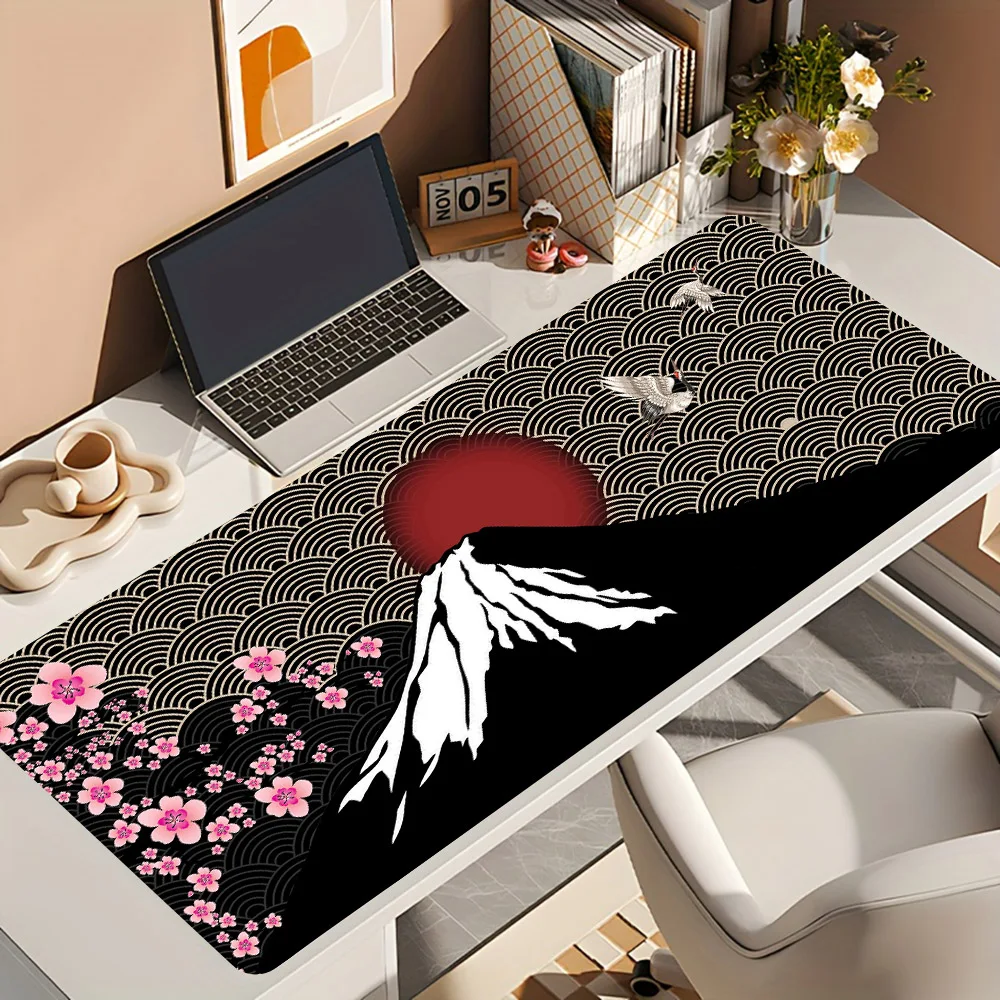 

Japanese Tokyo Gaming Mouse Pad - XL Desk Mat with Cherry Blossoms, Mt. Fuji & Tokyo Tower. Non-Slip, Washable Surface for PC