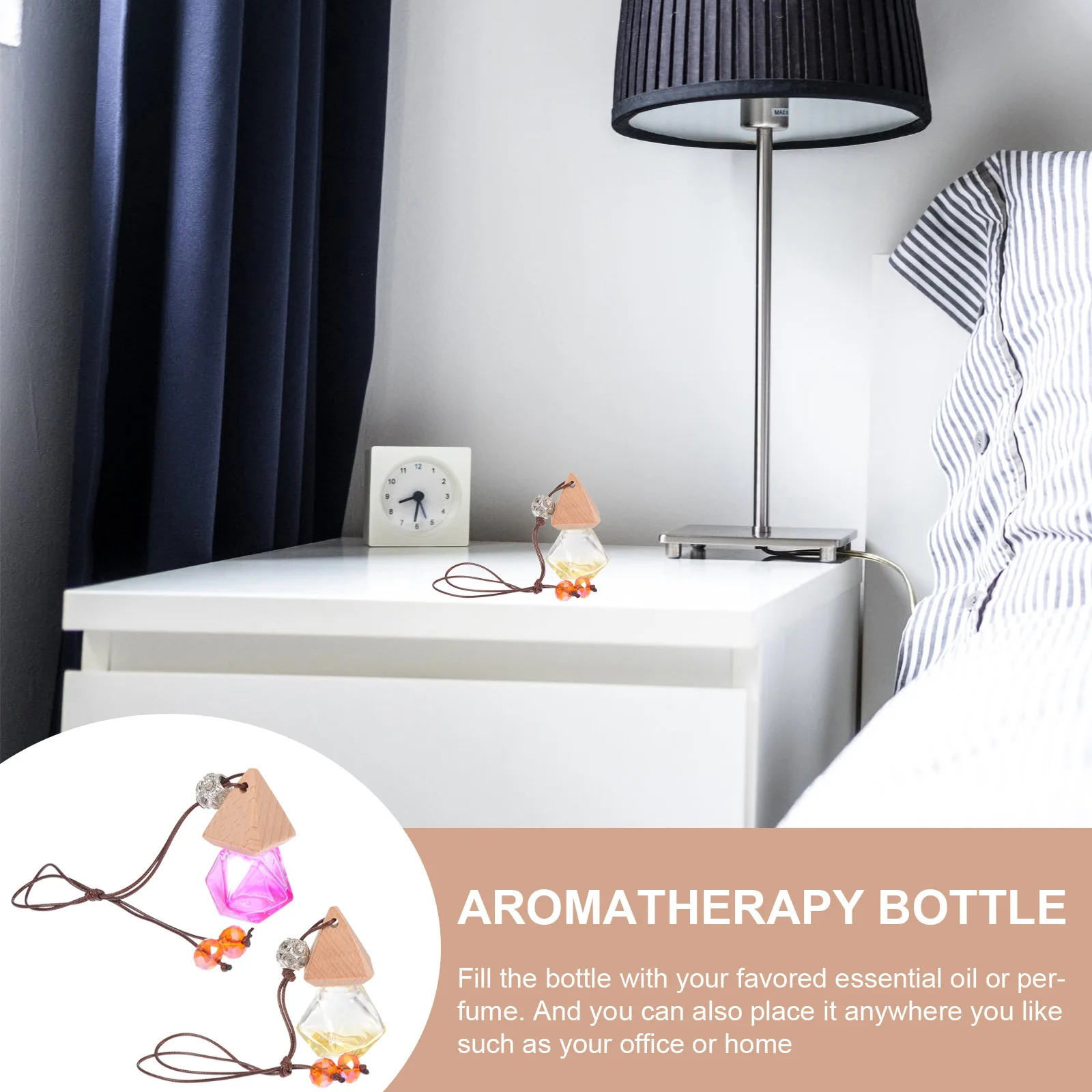 

2Pcs Car Interior Perfume Bottle Mini Hanging Aromatherapy Diffuser Empty Scented Oil Glass Car Home Use Practical Craftsmanship