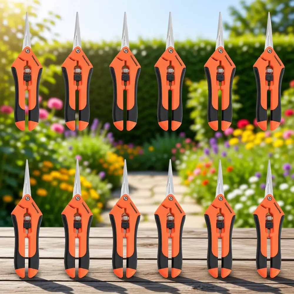 

Titanium-Coated Garden Pruning Shears with Straight Blades for Precision Trimming and Bonsai Care (Orange)