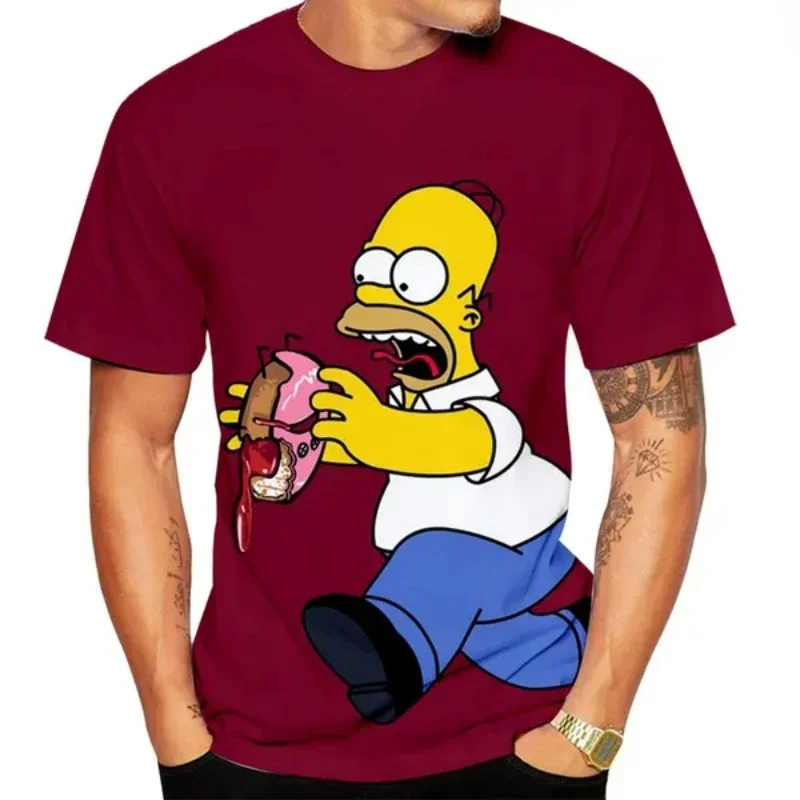 Summer Disney Anime Graphic T Shirt Simpsons 3D Print T-shirt Casual Hip Hop Harajuku Street Unisex Tops Fashion Men Clothing