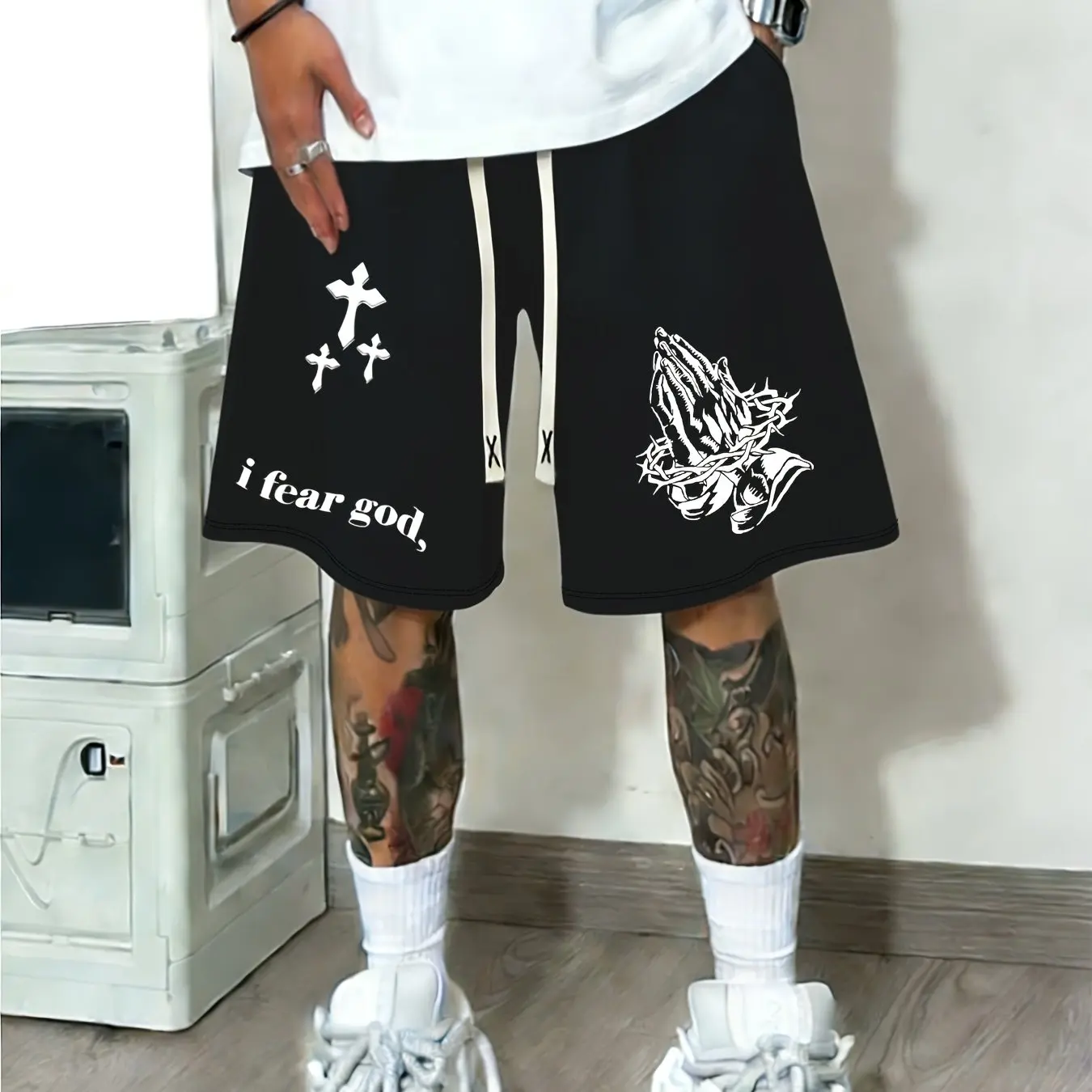 

Мужские шорты с принтом в виде букв и завязками на талии, летние повседневные спортивные шорты для активного отдыха