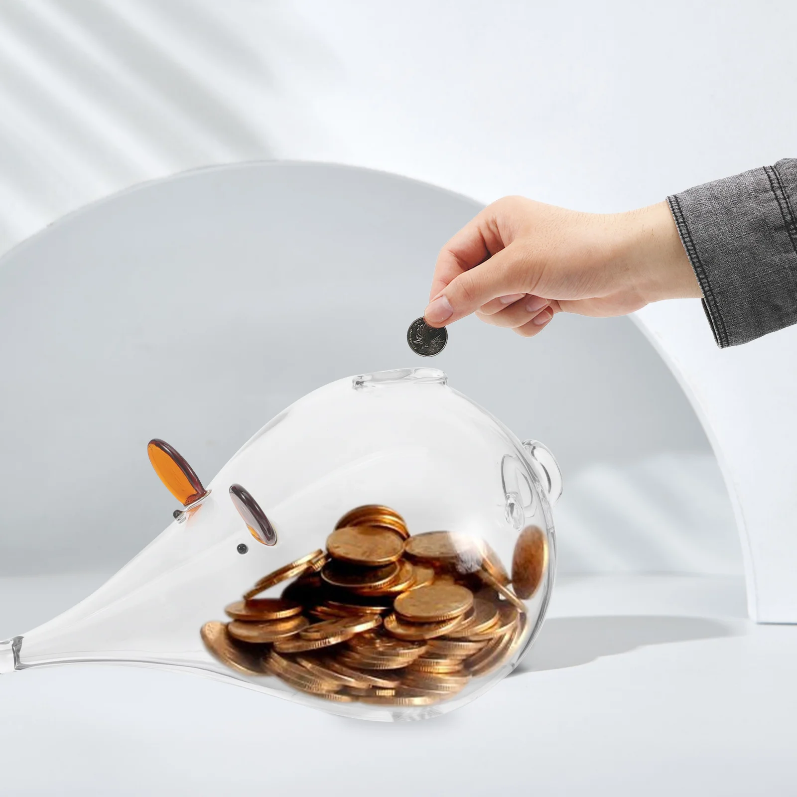 

Clear Glass Piggy Bank Sturdy Material Transparent Coin Box Desktop Adornment Home Accessories Clear Piggy Bank