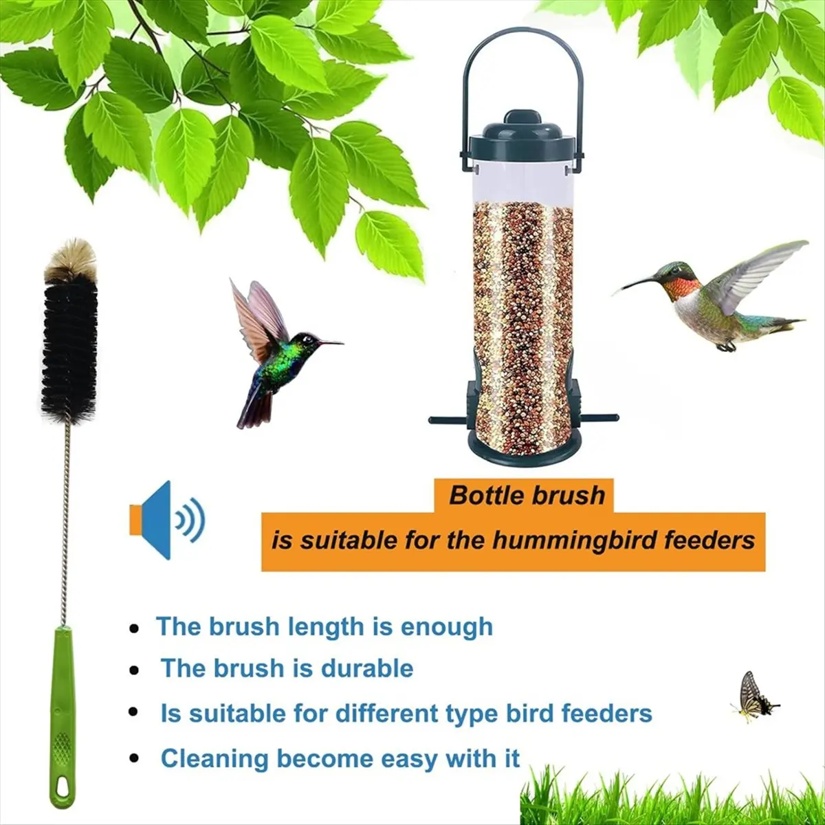 L! DT502^Bottle Brush, Long Handle Cleaning Brushes for Long Narrow Neck Bottle Cleaning Water Beer Wine Sports Bottle